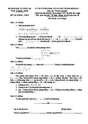 Đề thi tuyển sinh Lớp 10 phổ thông năm 2015 môn Toán (Chuyên)